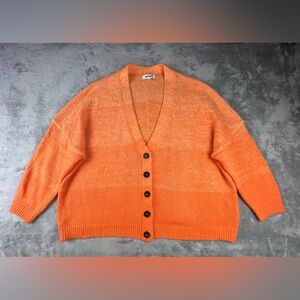 Boden Fluffy Cardigan Womens XL Wool Alpaca Blend Button Front Orange Ombré